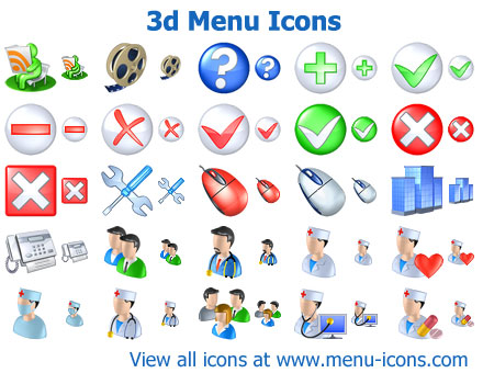 A collection of 3d menu icons for any application or website interface