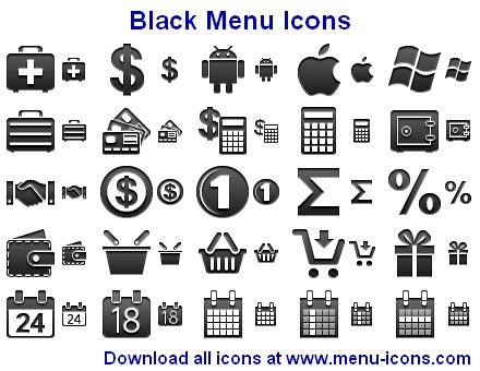 Black Menu Icons screenshot