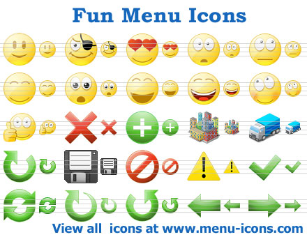 A collection of funny menu icons for any application or website interface