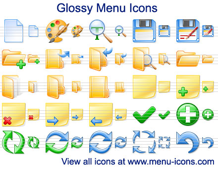 A collection of glossy menu icons for any application or website interface