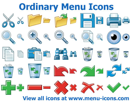 A collection of ordinary menu icons for any application or website interface