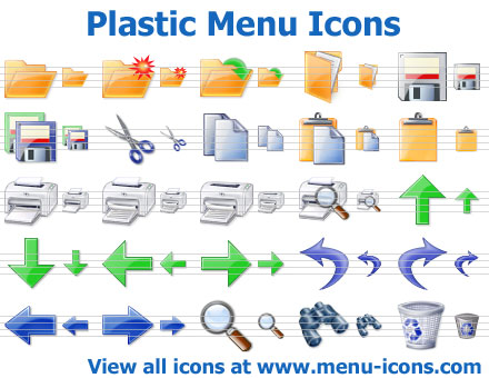 A collection of plastic menu icons for any application or website interface