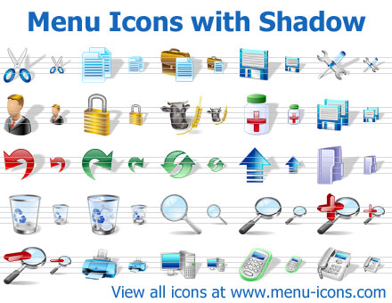 A collection of shadowed menu icons for any application or website interface