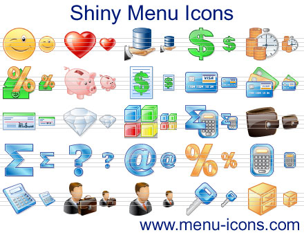 An icon library of shiny menu icons for any application or website interface