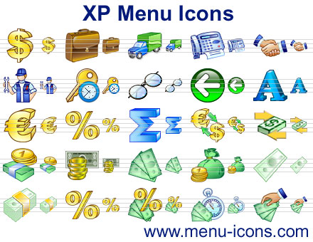 A collection of xp menu icons for any application or website interface